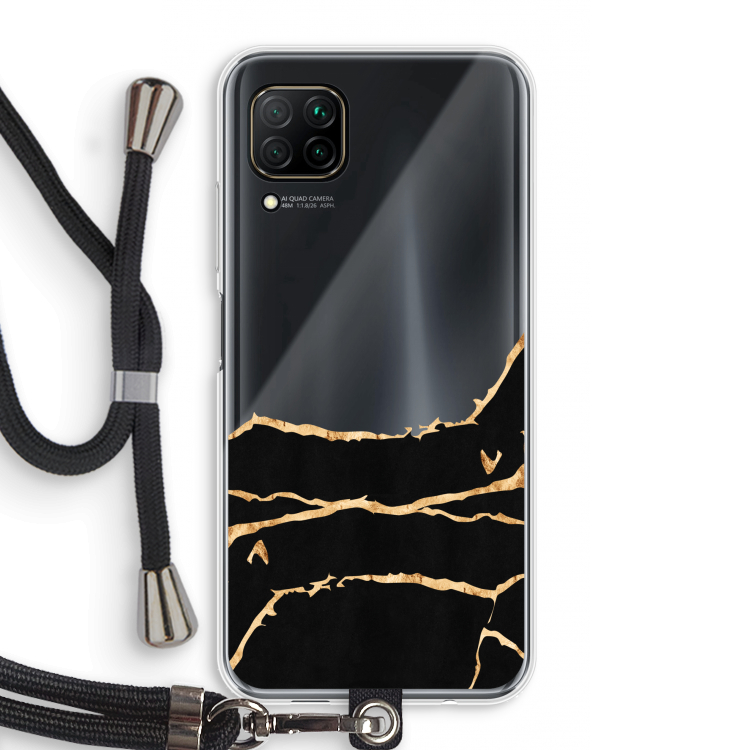 Gouden marmer: Huawei P40 Lite Transparant Hoesje met koord