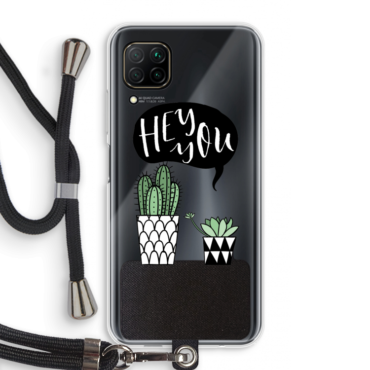 Hey you cactus: Huawei P40 Lite Transparant Hoesje met koord