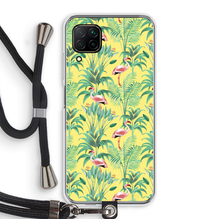 Flamingo party: Huawei P40 Lite Transparant Hoesje met koord