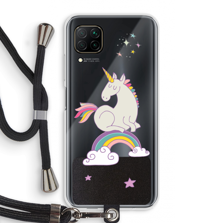 Regenboog eenhoorn: Huawei P40 Lite Transparant Hoesje met koord