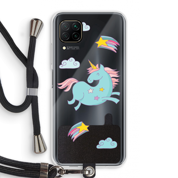 Vliegende eenhoorn: Huawei P40 Lite Transparant Hoesje met koord
