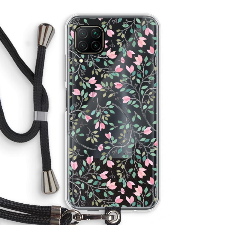 Sierlijke bloemen: Huawei P40 Lite Transparant Hoesje met koord