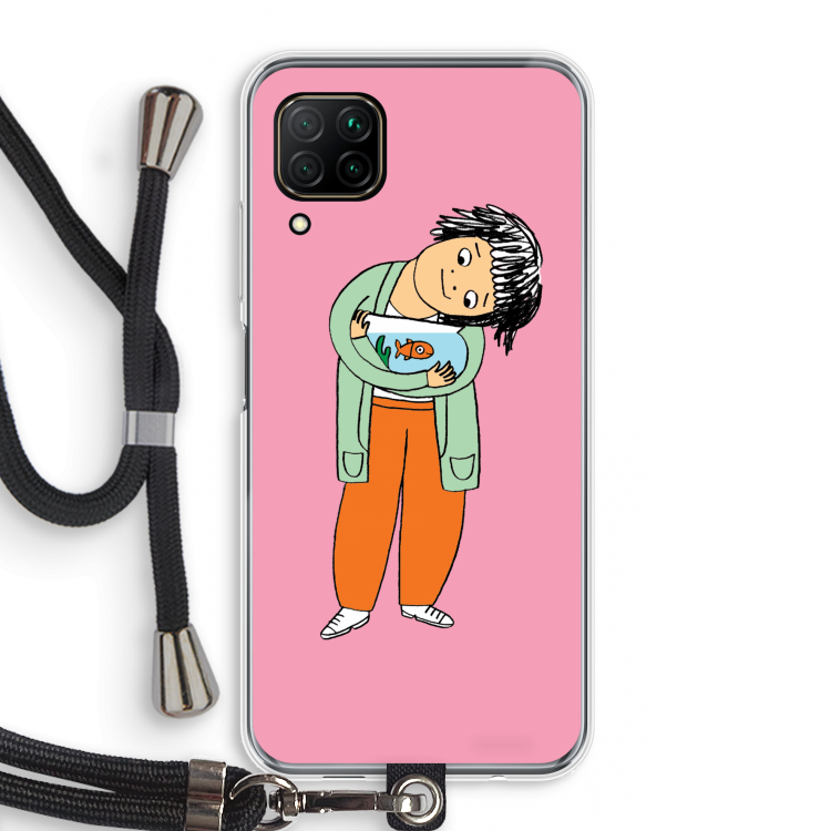 Visknuffel: Huawei P40 Lite Transparant Hoesje met koord