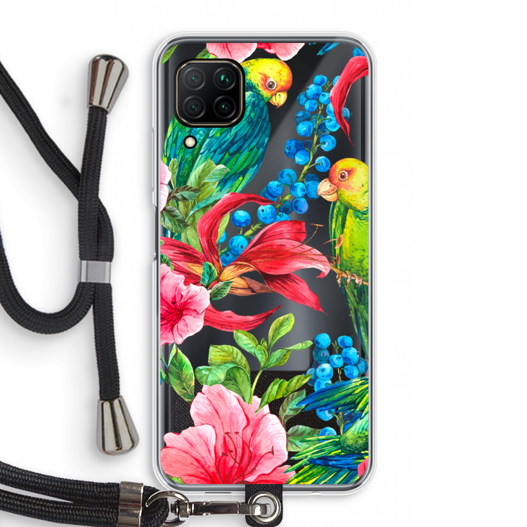 Papegaaien: Huawei P40 Lite Transparant Hoesje met koord