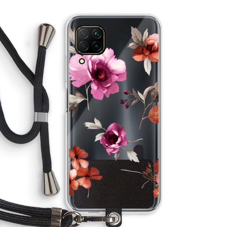 Geschilderde bloemen: Huawei P40 Lite Transparant Hoesje met koord