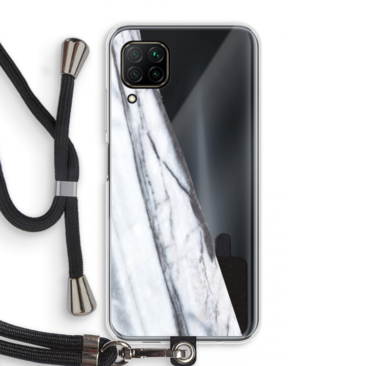 Gestreepte marmer: Huawei P40 Lite Transparant Hoesje met koord