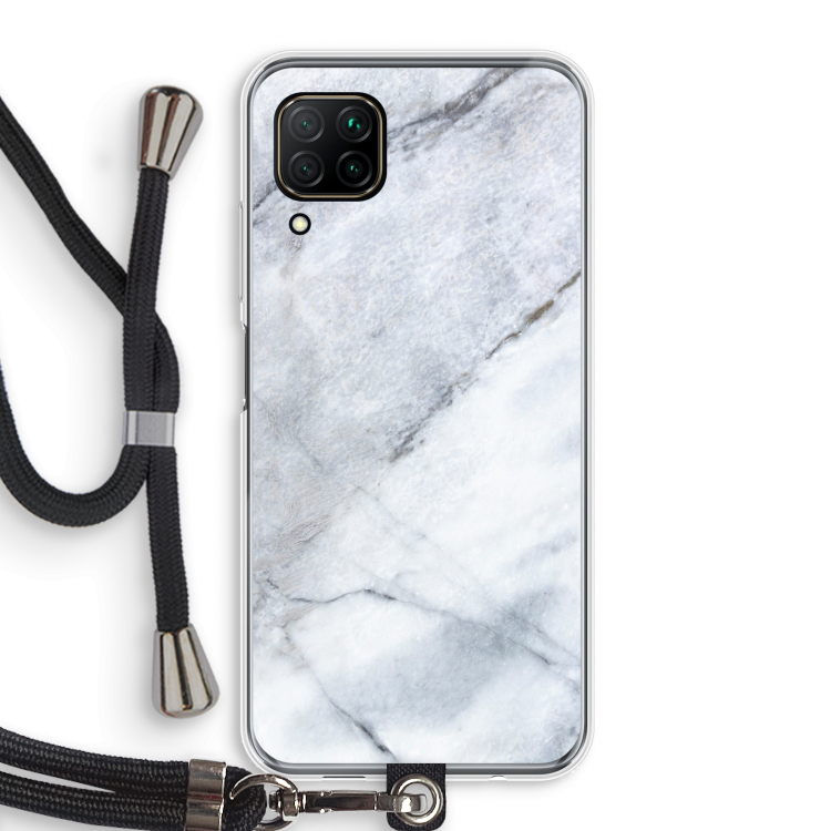 Witte marmer: Huawei P40 Lite Transparant Hoesje met koord