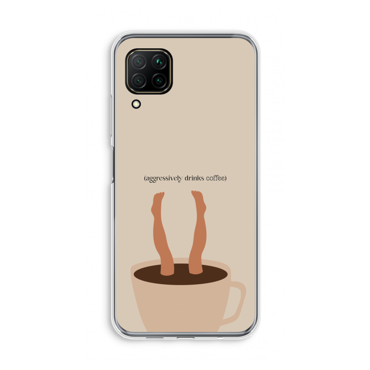 Aggressively drinks coffee: Huawei P40 Lite Transparant Hoesje