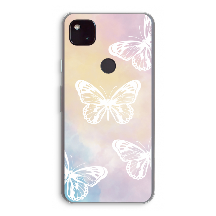 White butterfly: Google Pixel 4a 5G Transparant Hoesje