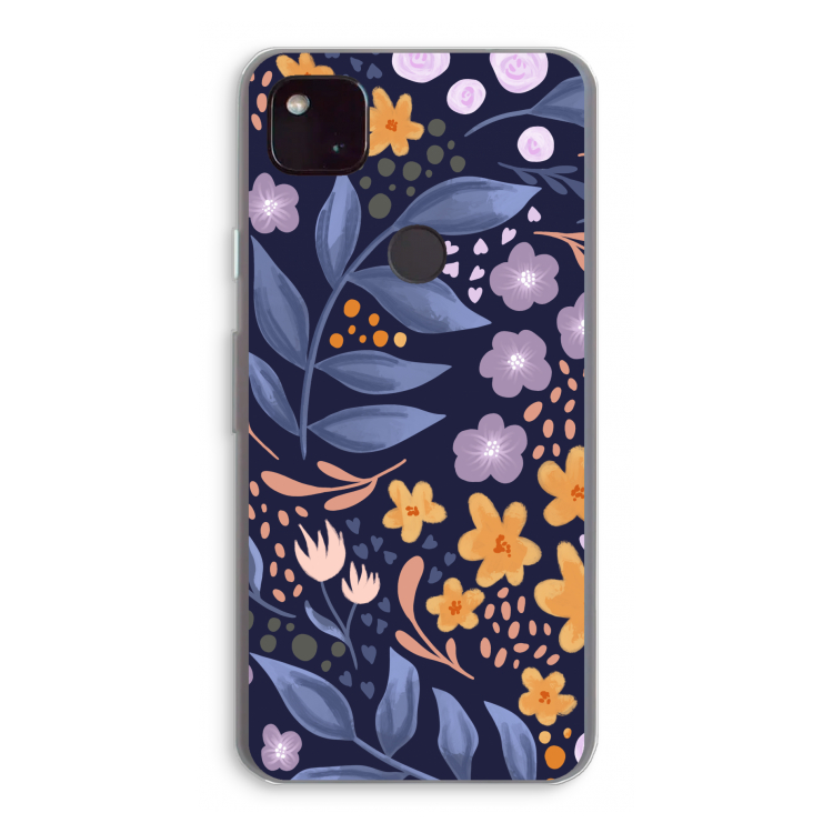 Flowers with blue leaves: Google Pixel 4a 5G Transparant Hoesje
