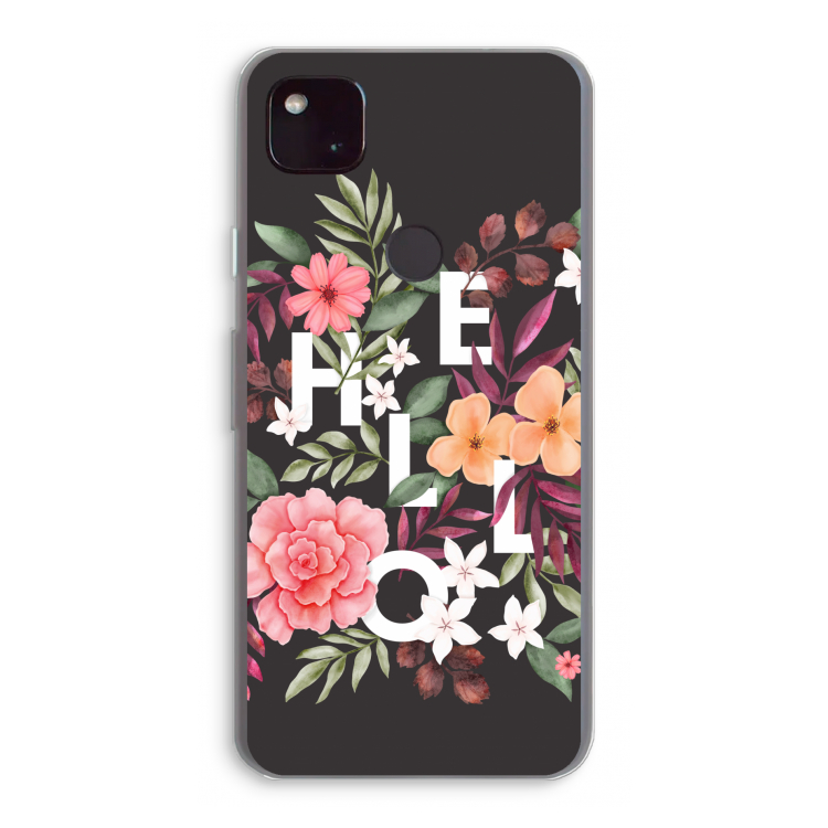 Hello in flowers: Google Pixel 4a 5G Transparant Hoesje