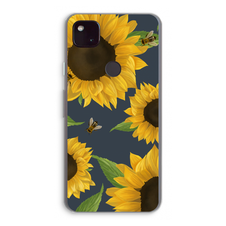 Sunflower and bees: Google Pixel 4a 5G Transparant Hoesje