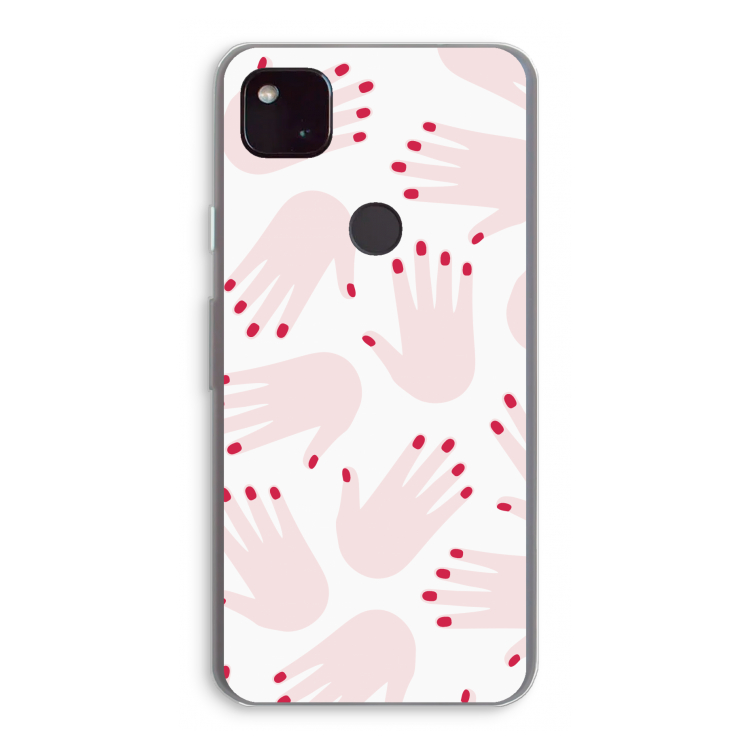 Hands pink: Google Pixel 4a 5G Transparant Hoesje
