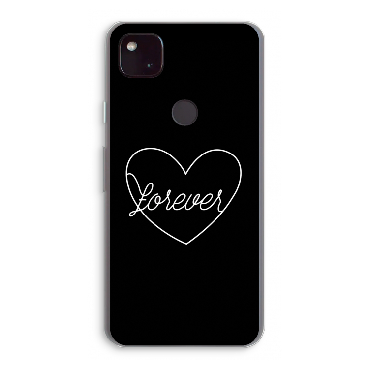 Forever heart black: Google Pixel 4a 5G Transparant Hoesje