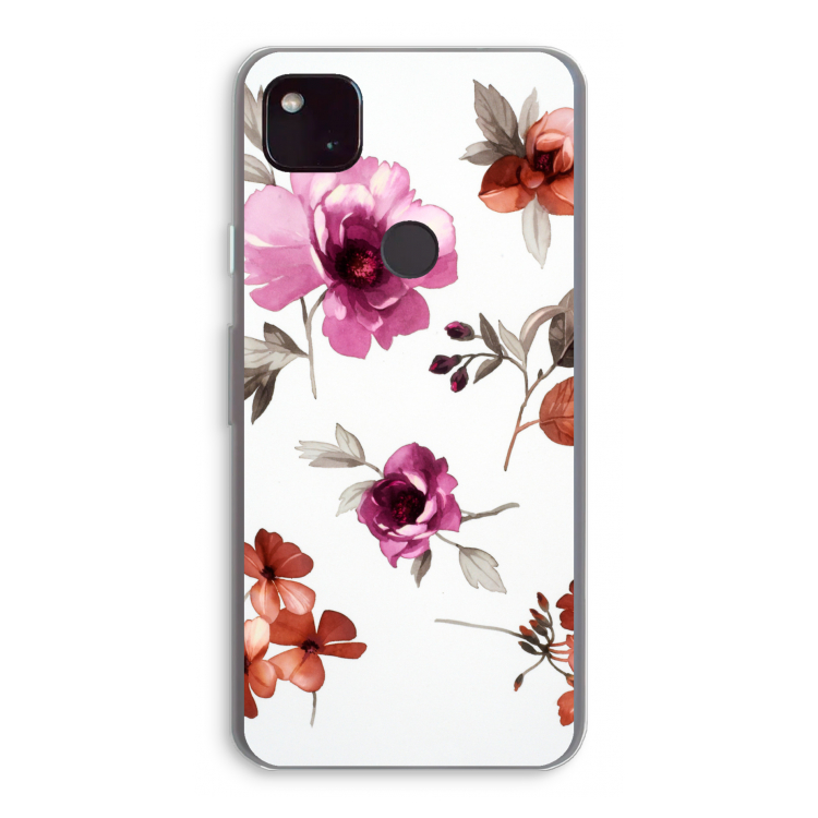 Geschilderde bloemen: Google Pixel 4a 5G Transparant Hoesje