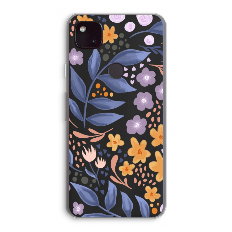 Flowers with blue leaves: Google Pixel 4a 5G Transparant Hoesje