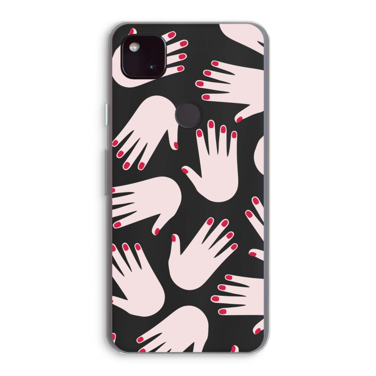 Hands pink: Google Pixel 4a 5G Transparant Hoesje