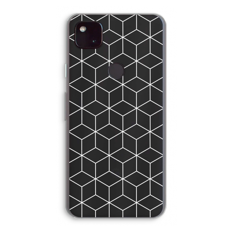Zwart-witte kubussen: Google Pixel 4a 5G Transparant Hoesje
