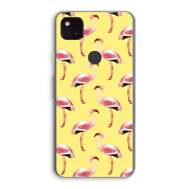 Flamingo's geel: Google Pixel 4a 5G Transparant Hoesje