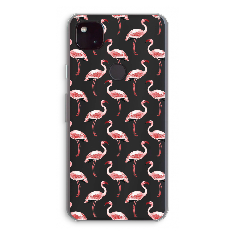 Flamingoprint groen: Google Pixel 4a 5G Transparant Hoesje