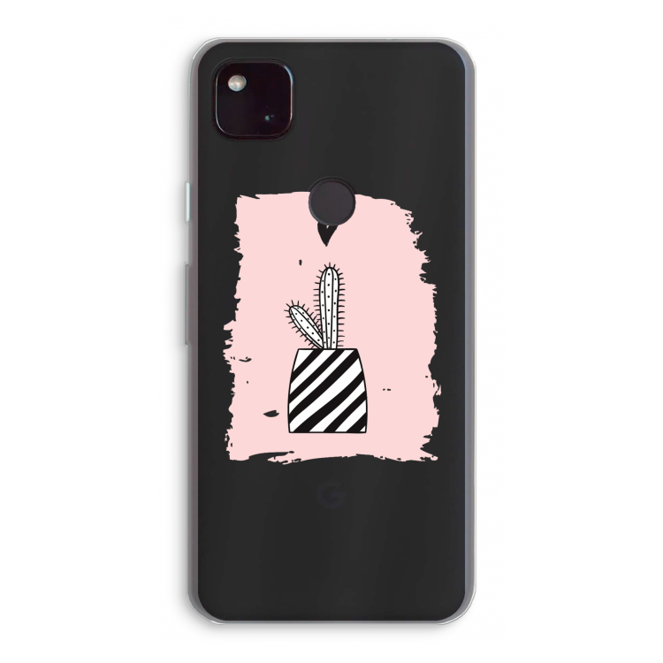 Zwart-wit cactus: Google Pixel 4a 5G Transparant Hoesje