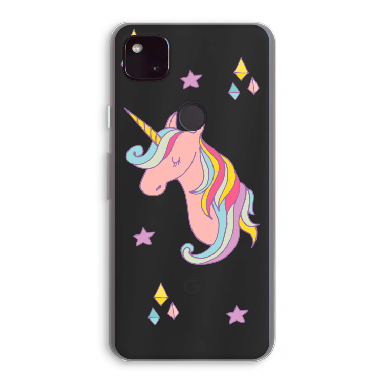 Roze eenhoorn: Google Pixel 4a 5G Transparant Hoesje