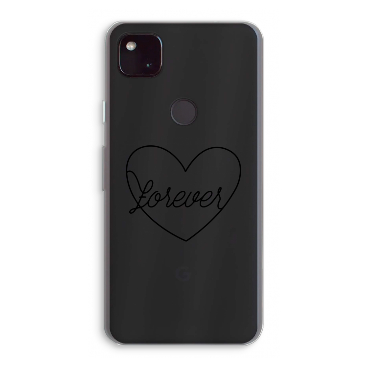 Forever heart black: Google Pixel 4a 5G Transparant Hoesje
