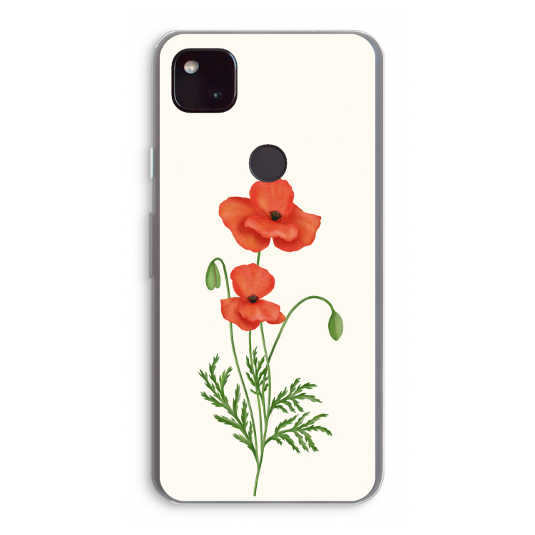 Red poppy: Google Pixel 4a 5G Transparant Hoesje