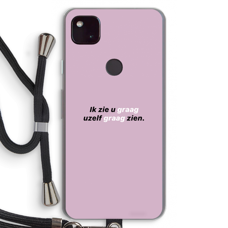 uzelf graag zien: Pixel 4a 5G Transparant Hoesje met koord