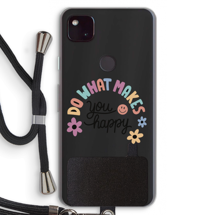 Happy days: Pixel 4a 5G Transparant Hoesje met koord