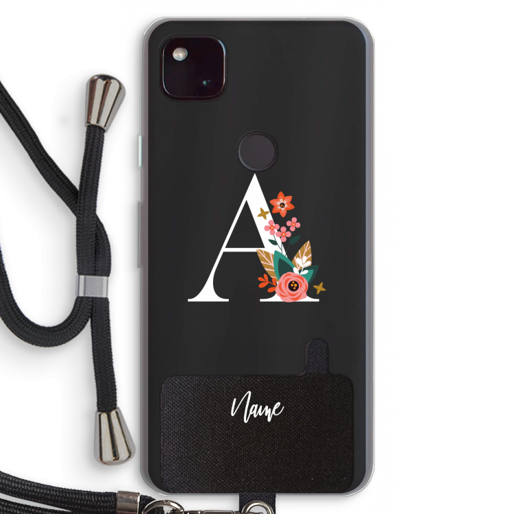 Pink Bouquet: Pixel 4a 5G Transparant Hoesje met koord