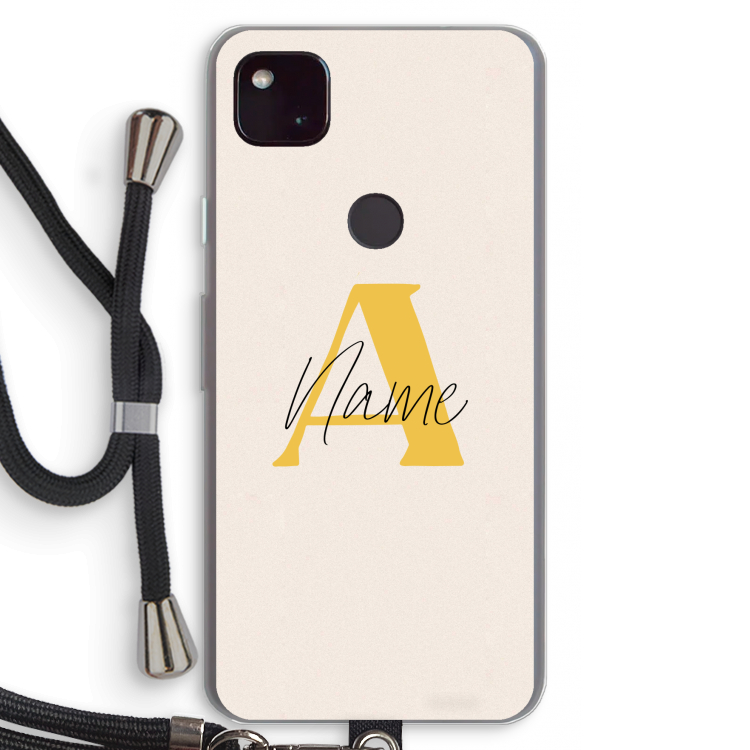 Amber Script: Pixel 4a 5G Transparant Hoesje met koord