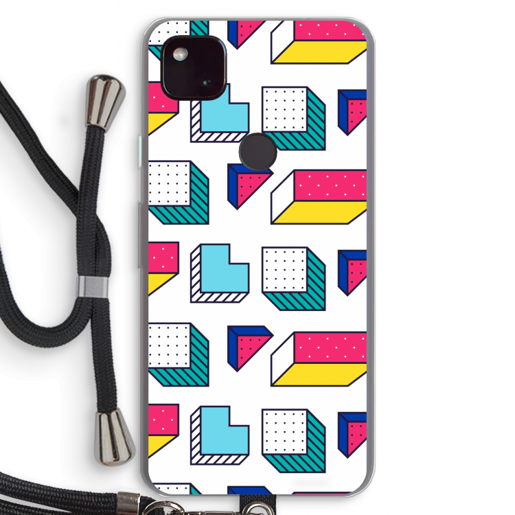 8-bit N°7: Pixel 4a 5G Transparant Hoesje met koord