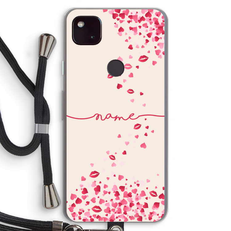 Hartjes en kusjes: Pixel 4a 5G Transparant Hoesje met koord