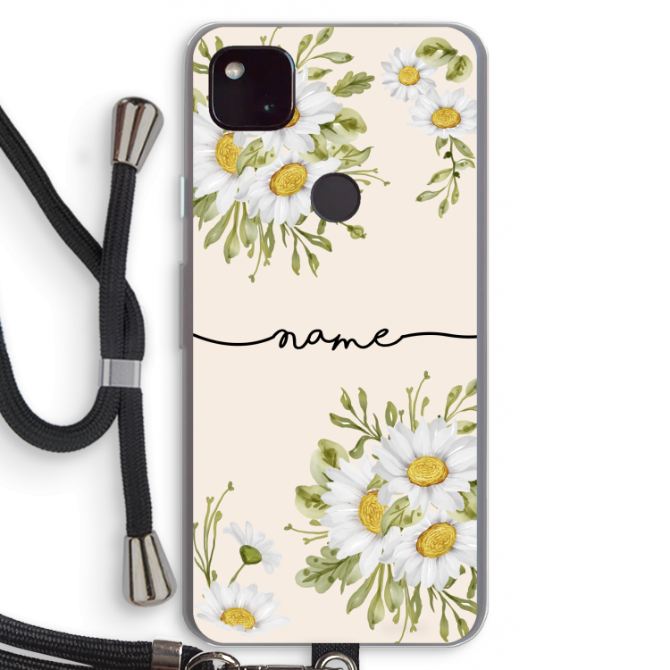 Daisies: Pixel 4a 5G Transparant Hoesje met koord