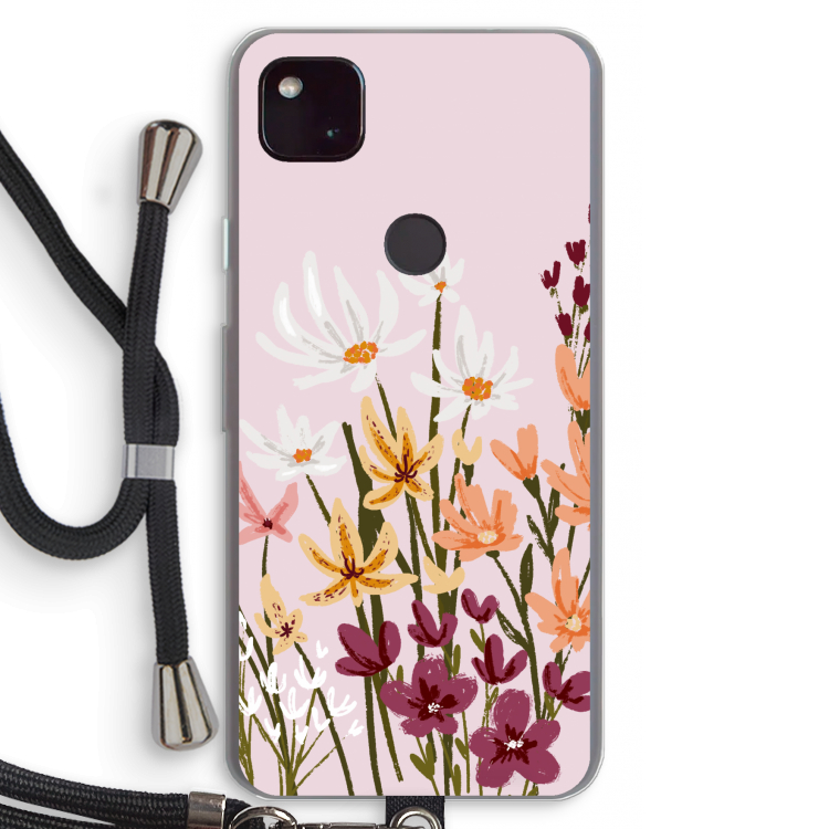 Painted wildflowers: Pixel 4a 5G Transparant Hoesje met koord