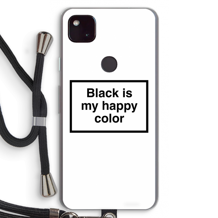 Black is my happy color: Pixel 4a 5G Transparant Hoesje met koord