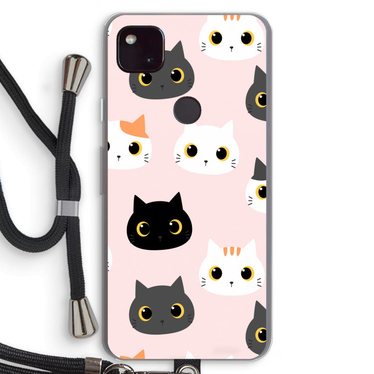 Katten: Pixel 4a 5G Transparant Hoesje met koord