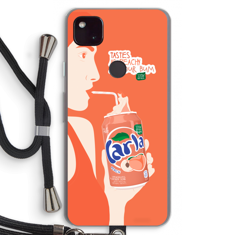 Peach please!: Pixel 4a 5G Transparant Hoesje met koord