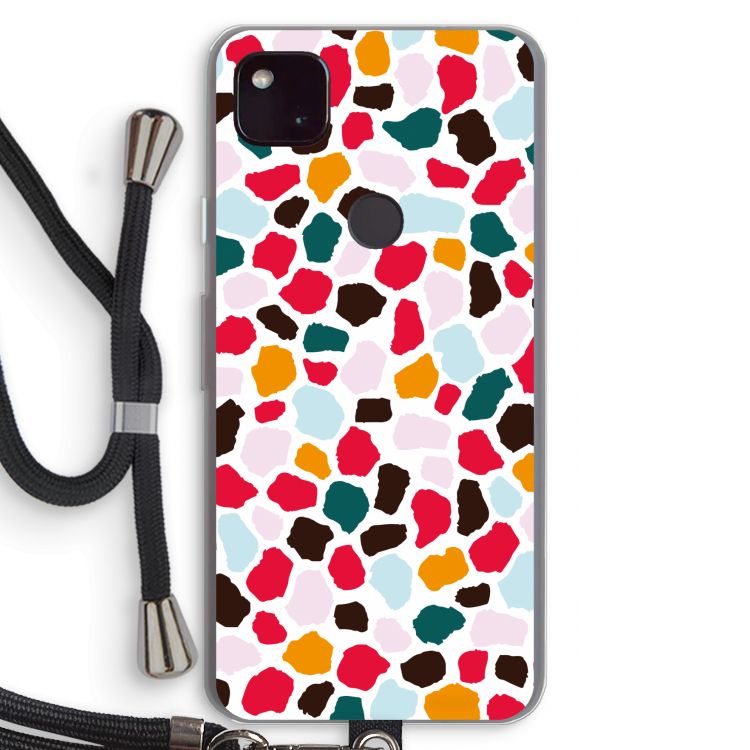 Colored Giraffe: Pixel 4a 5G Transparant Hoesje met koord