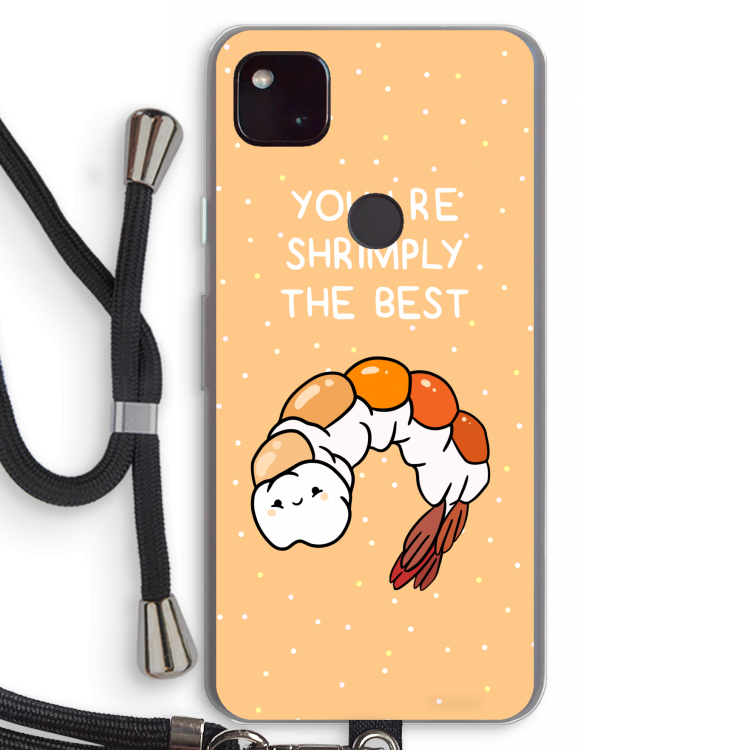 You're Shrimply The Best: Pixel 4a 5G Transparant Hoesje met koord