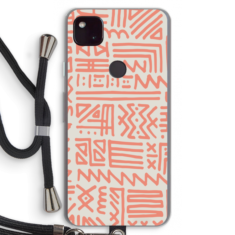 Marrakech Pink: Pixel 4a 5G Transparant Hoesje met koord