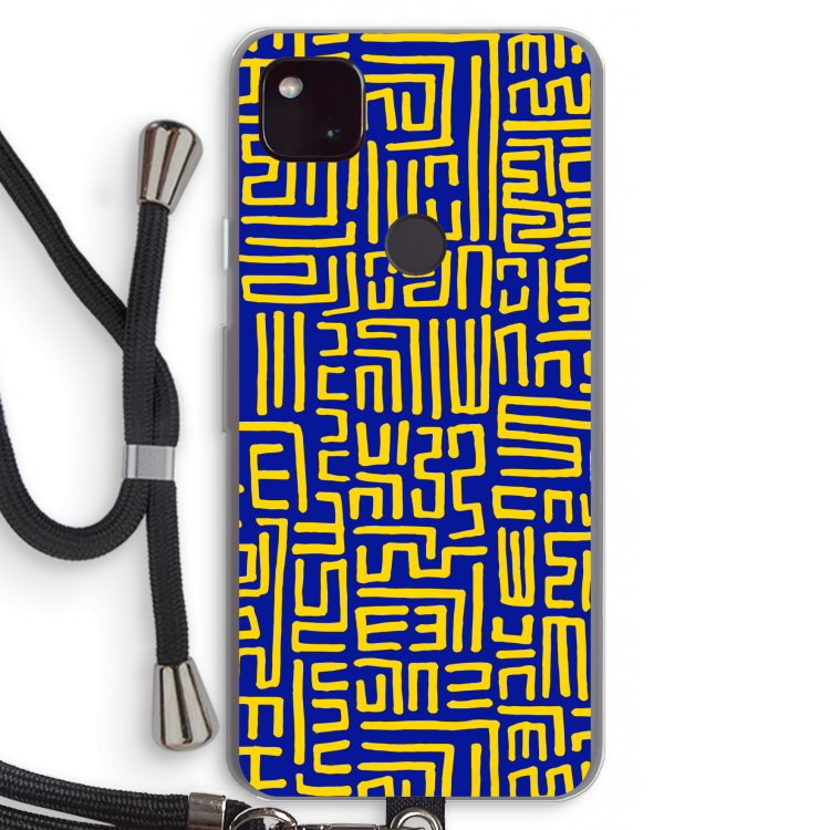 Majorelle Blue Print: Pixel 4a 5G Transparant Hoesje met koord