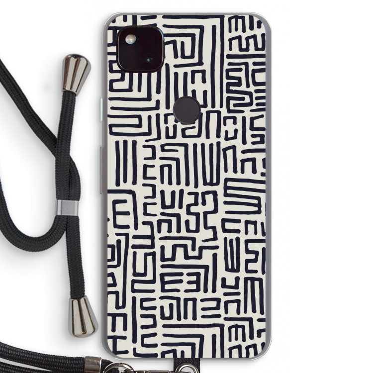 Moroccan Print: Pixel 4a 5G Transparant Hoesje met koord
