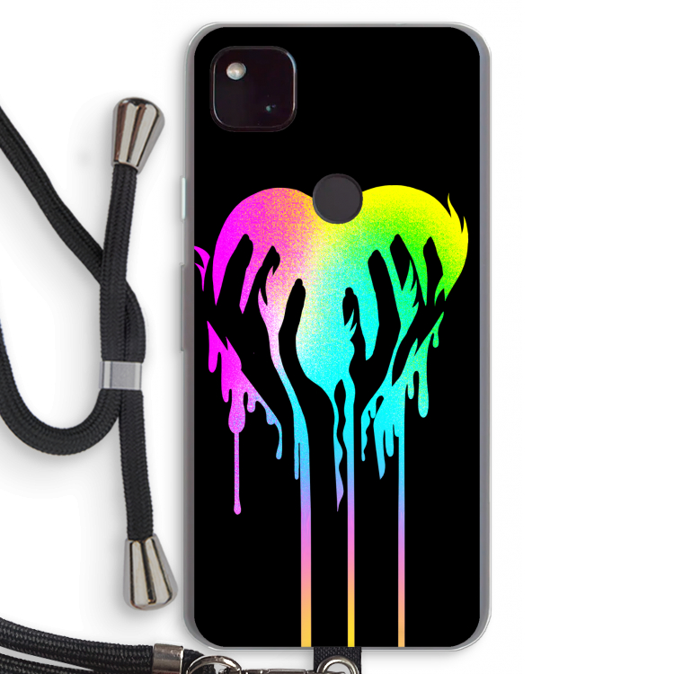 Hold My Heart: Pixel 4a 5G Transparant Hoesje met koord