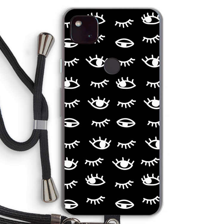 Eye pattern #3: Pixel 4a 5G Transparant Hoesje met koord