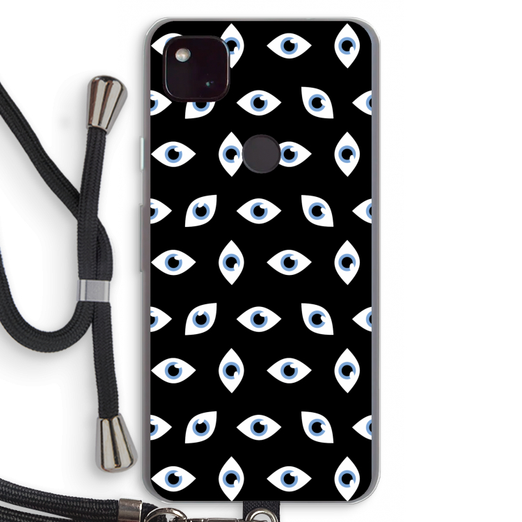 Eyes pattern: Pixel 4a 5G Transparant Hoesje met koord