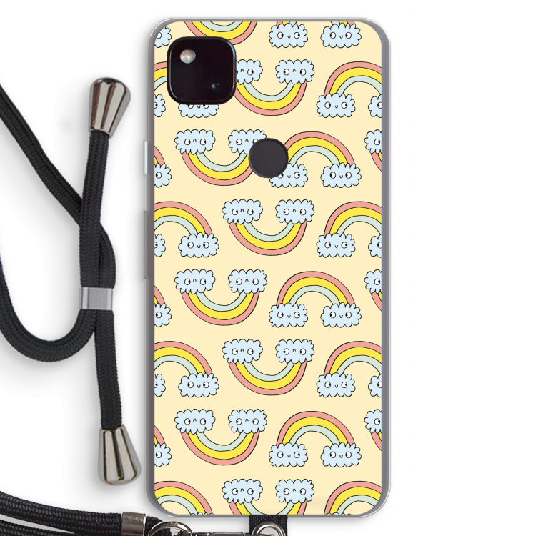 Regenboog: Pixel 4a 5G Transparant Hoesje met koord