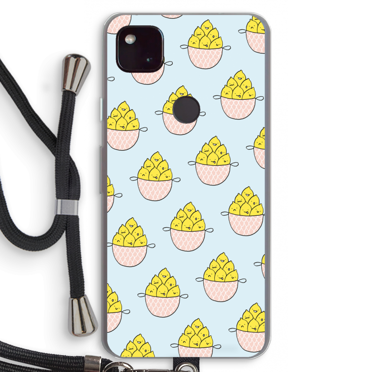 Citroenen: Pixel 4a 5G Transparant Hoesje met koord