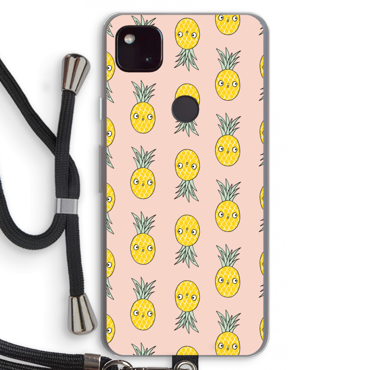 Ananas: Pixel 4a 5G Transparant Hoesje met koord